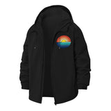 Retro Sunset Unisex Full-Zip Printed Waterproof Hooded Windbreaker
