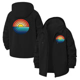 Retro Sunset Unisex Full-Zip Printed Waterproof Hooded Windbreaker