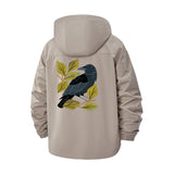 Botanical Raven Unisex Full-Zip Printed Waterproof Hooded Windbreaker