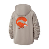 Stylized Fox Art Unisex Full-Zip Printed Waterproof Hooded Windbreaker