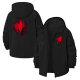 Distorted Red Heart Unisex Full-Zip Printed Waterproof Hooded Windbreaker