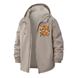 Botanical Citrus Unisex Full-Zip Printed Waterproof Hooded Windbreaker