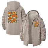Botanical Citrus Unisex Full-Zip Printed Waterproof Hooded Windbreaker
