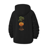 Sunset Forest Scene Unisex Full-Zip Printed Waterproof Hooded Windbreaker