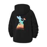 Rabbit and Butterfly Unisex Full-Zip Printed Waterproof Hooded Windbreaker