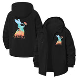 Rabbit and Butterfly Unisex Full-Zip Printed Waterproof Hooded Windbreaker