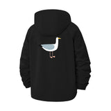 Seagull Illustration Unisex Full-Zip Printed Waterproof Hooded Windbreaker
