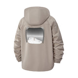 Surreal Window View Unisex Full-Zip Printed Waterproof Hooded Windbreaker