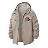 Retro Mountain Sunrise Unisex Full-Zip Printed Waterproof Hooded Windbreaker