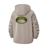 Tea Set Illustration Unisex Full-Zip Printed Waterproof Hooded Windbreaker