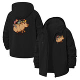 Whimsical Capybara and Friends Unisex Full-Zip Printed Waterproof Hooded Windbreaker