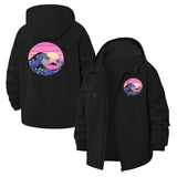 Synthwave Wave Unisex Full-Zip Printed Waterproof Hooded Windbreaker