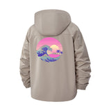 Synthwave Wave Unisex Full-Zip Printed Waterproof Hooded Windbreaker