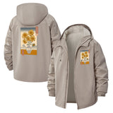 Sunflower Vase Unisex Full-Zip Printed Waterproof Hooded Windbreaker