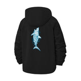 Futuristic Shark Graphic Unisex Full-Zip Printed Waterproof Hooded Windbreaker