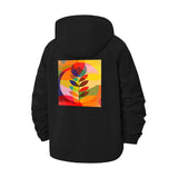 Abstract Botanical Art Unisex Full-Zip Printed Waterproof Hooded Windbreaker