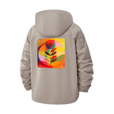 Abstract Botanical Art Unisex Full-Zip Printed Waterproof Hooded Windbreaker