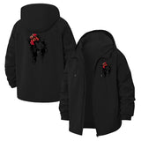 Floral Skull Art Unisex Full-Zip Printed Waterproof Hooded Windbreaker