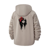 Floral Skull Art Unisex Full-Zip Printed Waterproof Hooded Windbreaker