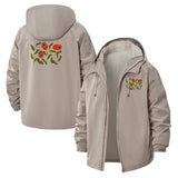 Botanical Flower Unisex Full-Zip Printed Waterproof Hooded Windbreaker