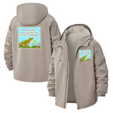 Frog and Grass Quote Unisex Full-Zip Printed Waterproof Hooded Windbreaker
