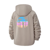 Palm Tree Sunset Unisex Full-Zip Printed Waterproof Hooded Windbreaker
