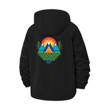 Geometric Mountain Sunrise Unisex Full-Zip Printed Waterproof Hooded Windbreaker