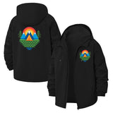 Geometric Mountain Sunrise Unisex Full-Zip Printed Waterproof Hooded Windbreaker
