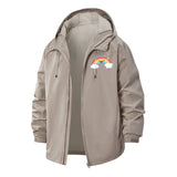 Happy Rainbow Unisex Full-Zip Printed Waterproof Hooded Windbreaker
