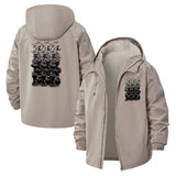 Abstract Feather Pattern Unisex Full-Zip Printed Waterproof Hooded Windbreaker