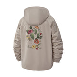 Cactus and Floral Unisex Full-Zip Printed Waterproof Hooded Windbreaker