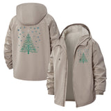 Snowflake Tree Unisex Full-Zip Printed Waterproof Hooded Windbreaker