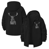 Distinguished Deer Portrait Unisex Full-Zip Printed Waterproof Hooded Windbreaker