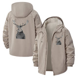 Distinguished Deer Portrait Unisex Full-Zip Printed Waterproof Hooded Windbreaker