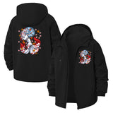 Japanese Kitsune and Cherry Blossoms Unisex Full-Zip Printed Waterproof Hooded Windbreaker