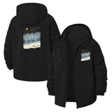 Winter Forest Night Unisex Full-Zip Printed Waterproof Hooded Windbreaker