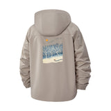 Winter Forest Night Unisex Full-Zip Printed Waterproof Hooded Windbreaker