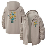 Botanical Vase Unisex Full-Zip Printed Waterproof Hooded Windbreaker