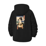 Japanese Ukiyo-e Cat Unisex Full-Zip Printed Waterproof Hooded Windbreaker