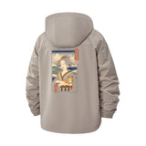 Japanese Ukiyo-e Cat Unisex Full-Zip Printed Waterproof Hooded Windbreaker