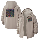 Pixel Art Icon Unisex Full-Zip Printed Waterproof Hooded Windbreaker