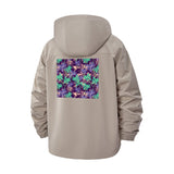 Tropical Leaf Pattern Unisex Full-Zip Printed Waterproof Hooded Windbreaker