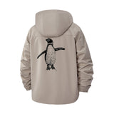 Penguin Illustration Unisex Full-Zip Printed Waterproof Hooded Windbreaker