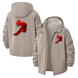 Abstract Fox Unisex Full-Zip Printed Waterproof Hooded Windbreaker