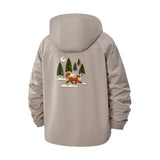 Fox In The Forest Unisex Full-Zip Printed Waterproof Hooded Windbreaker