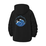 Ocean Wave Unisex Full-Zip Printed Waterproof Hooded Windbreaker