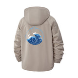 Ocean Wave Unisex Full-Zip Printed Waterproof Hooded Windbreaker