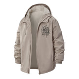 Abstract Dark Dragon Unisex Full-Zip Printed Waterproof Hooded Windbreaker