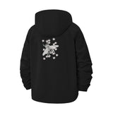 Dragonfly and Floral Motif Unisex Full-Zip Printed Waterproof Hooded Windbreaker