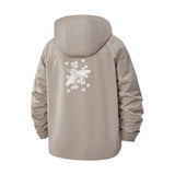 Dragonfly and Floral Motif Unisex Full-Zip Printed Waterproof Hooded Windbreaker